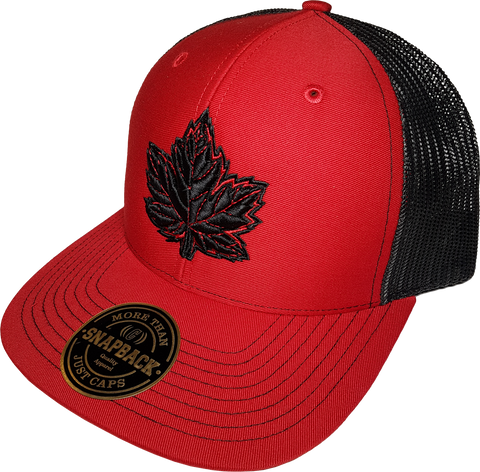 Canada Mighty Maple Red Black Trucker