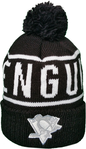 Pittsburgh Penguins Mitchell & Ness Black and White Reflective Logo NHL Toque