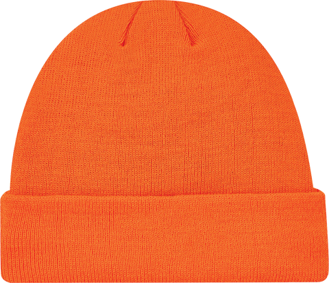Rib Knit Micro Fleece Lining Cuffed Toque Fluorescent Orange