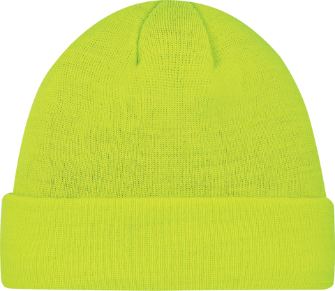 Rib Knit Micro Fleece Lining Cuffed Toque Safety Green
