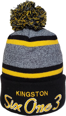 Six One 3 Script Kingston Pom Toque Black Gold