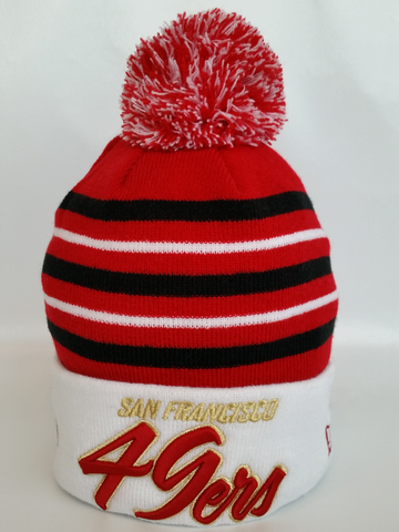 San Francisco 49ers Script Stripe Pom Toque