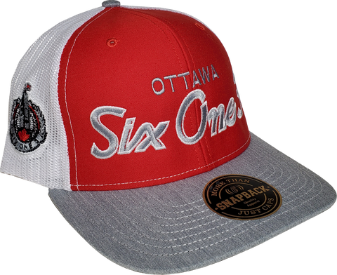 Six One 3 SS Script Trucker Snapback Red-Grey