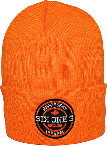 Six One 3 Benchmark Rib Knit Beanie Toque Orange