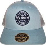 Six One 3 Benchmark Trucker Cap Smoke Blue Aluminum