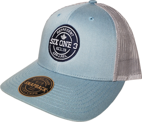 Six One 3 Benchmark Trucker Cap Smoke Blue Aluminum