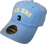 Six One 3 Strap Back Adjustable Dad Cap Lt Blue