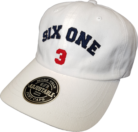 Six One 3 Strap Back Adjustable Dad Cap White
