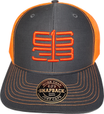 Six One 3 Interlok Mesh Back Trucker Cap Charcoal Shock Orange