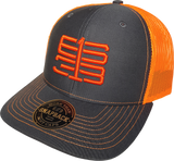 Six One 3 Interlok Mesh Back Trucker Cap Charcoal Shock Orange