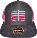 Six One 3 Interlok Mesh Back Trucker Cap Charcoal Shock Pink