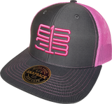 Six One 3 Interlok Mesh Back Trucker Cap Charcoal Shock Pink