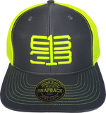 Six One 3 Interlok Mesh Back Trucker Cap Charcoal Shock Yellow