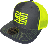 Six One 3 Interlok Mesh Back Trucker Cap Charcoal Shock Yellow