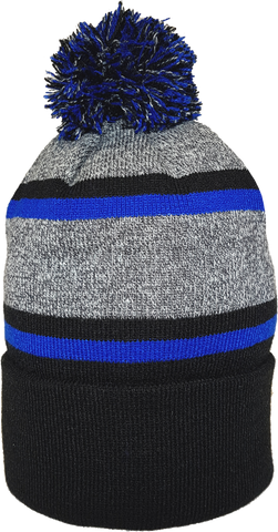 Acrylic Cuffed Pom Toque Black Royal