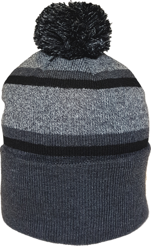 Acrylic Cuffed Pom Toque Charcoal Grey