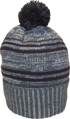 Micro Fleece Lined Pom Toque Charcoal Black