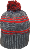 Micro Fleece Lined Pom Toque Charcoal Red