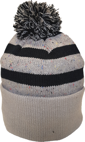 Jersey Fleck Knit Pom Toque Oatmeal Black
