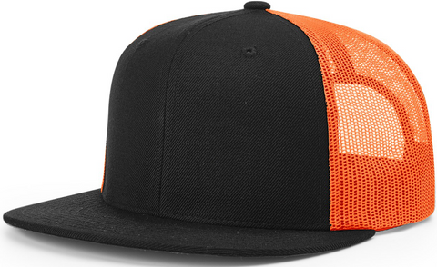 Richardson Wool Blend High Crown Mesh Back Black Neon Orange